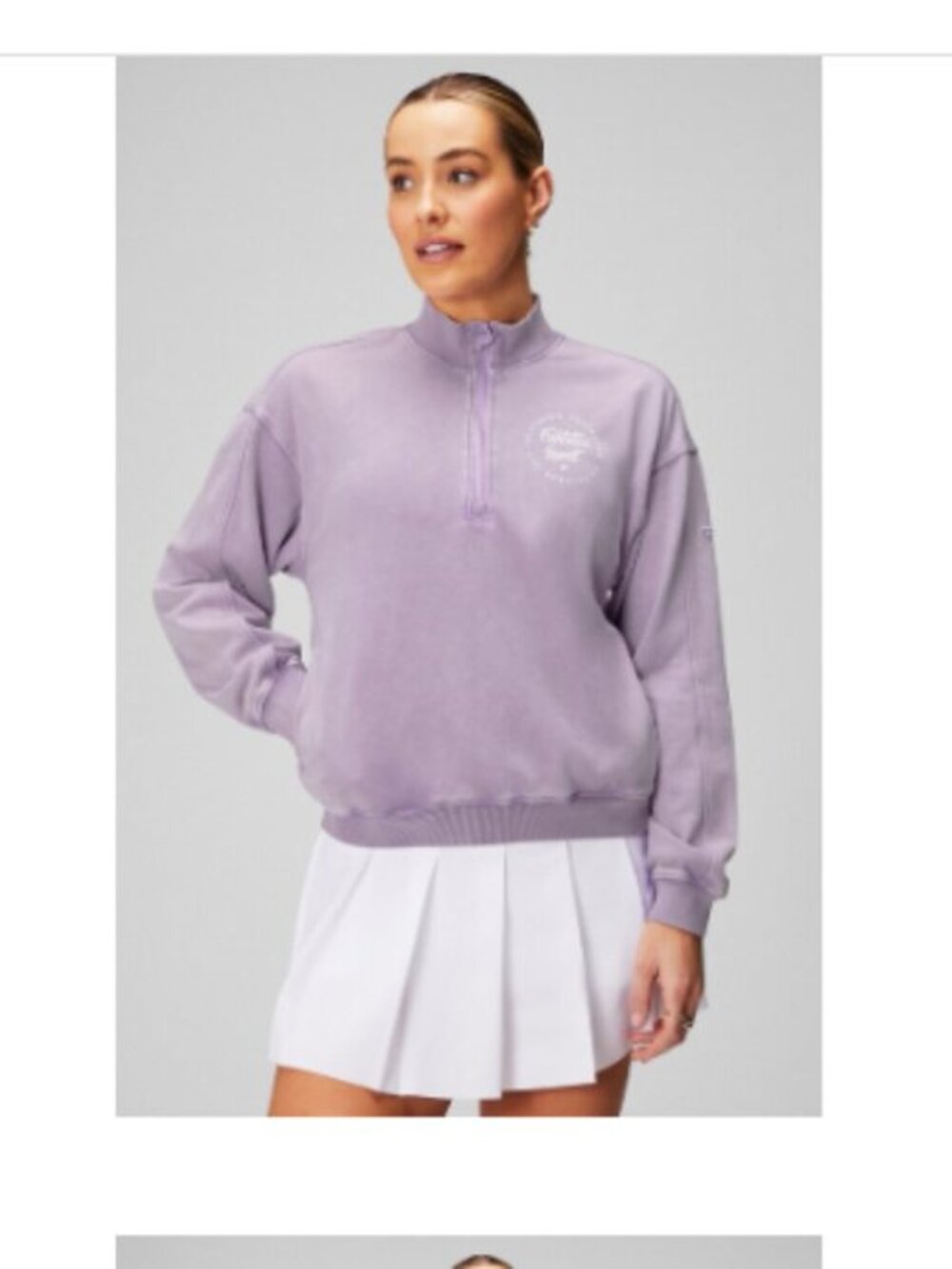 Fabletics Lavender Lightweight Terry Half Zip Sweatshirt Size M